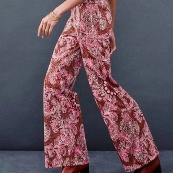 Anthropologie Maeve Maria Jacquard Flare Trousers - Picture 1 of 10